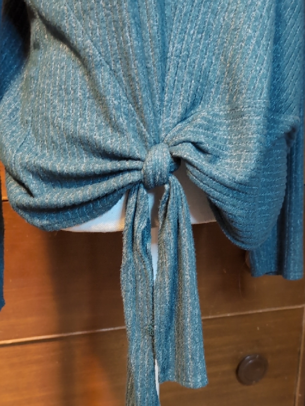 Simply Vera VERA WANG Side Tie Turquoise Top SZ L - Picture 5 of 12